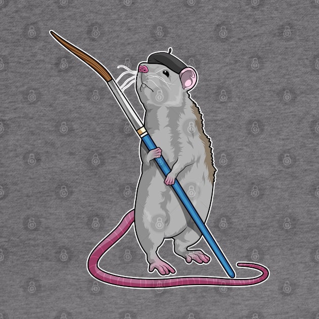 Rat as Painter with Paint brush by Markus Schnabel